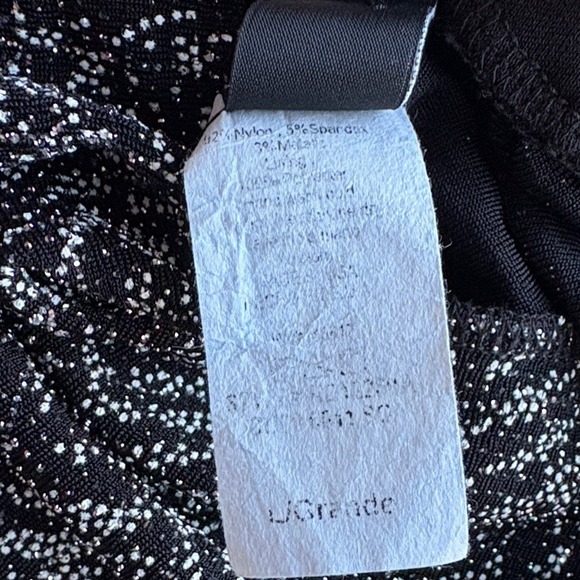 Vintage Windsor Black and Silver Stretchy Patterned Knit Open Back Drape Dress L - Picture 15 of 16